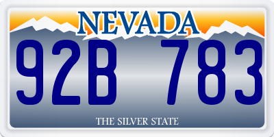 NV license plate 92B783