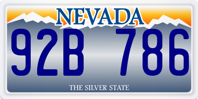 NV license plate 92B786