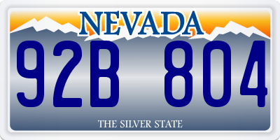NV license plate 92B804