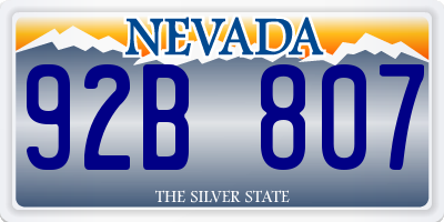 NV license plate 92B807