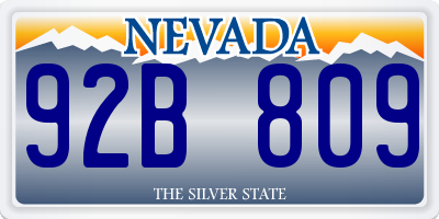 NV license plate 92B809