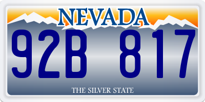 NV license plate 92B817