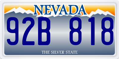 NV license plate 92B818