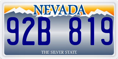 NV license plate 92B819