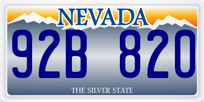 NV license plate 92B820