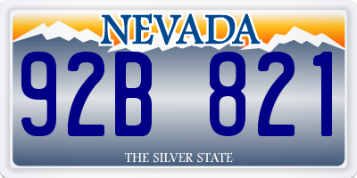NV license plate 92B821