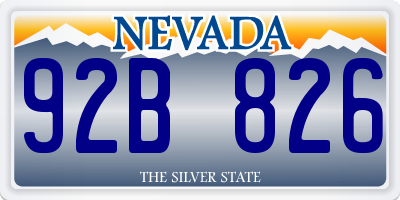 NV license plate 92B826