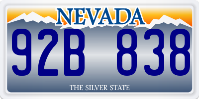 NV license plate 92B838