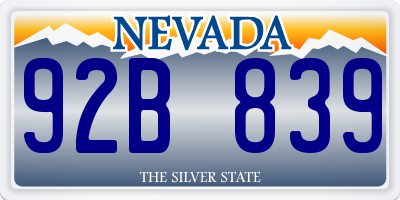 NV license plate 92B839