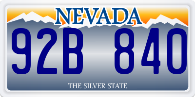 NV license plate 92B840