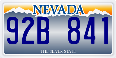 NV license plate 92B841