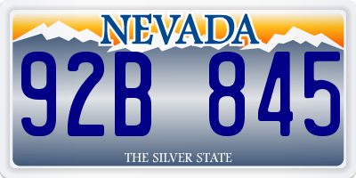 NV license plate 92B845