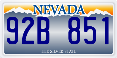 NV license plate 92B851