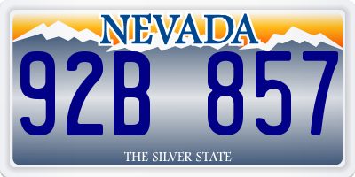 NV license plate 92B857
