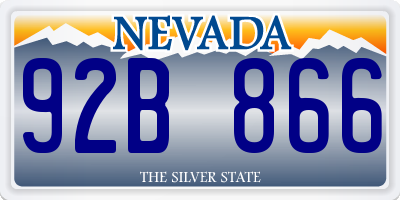 NV license plate 92B866