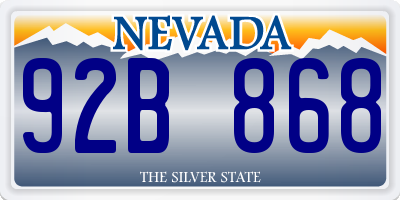 NV license plate 92B868