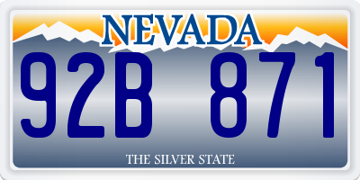 NV license plate 92B871