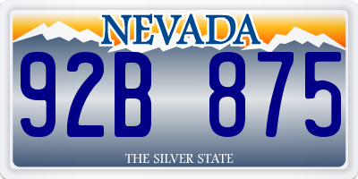 NV license plate 92B875