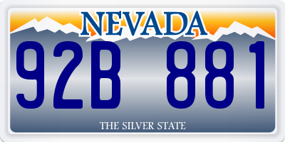 NV license plate 92B881