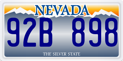 NV license plate 92B898