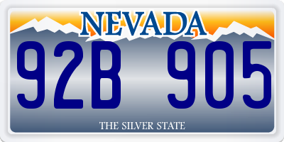 NV license plate 92B905