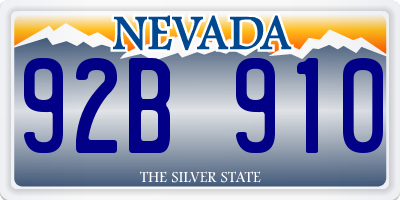 NV license plate 92B910