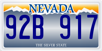 NV license plate 92B917