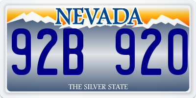NV license plate 92B920