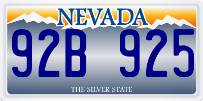 NV license plate 92B925