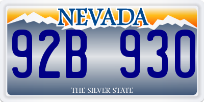 NV license plate 92B930