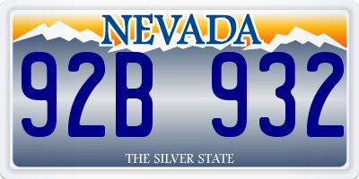 NV license plate 92B932