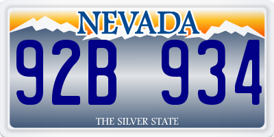 NV license plate 92B934