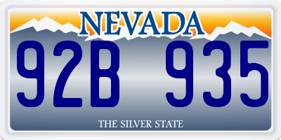 NV license plate 92B935