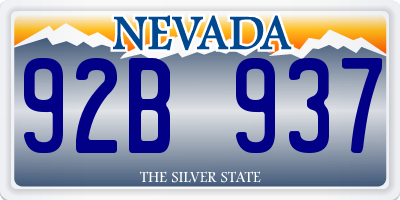 NV license plate 92B937