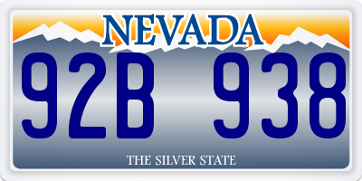 NV license plate 92B938
