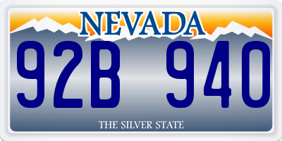 NV license plate 92B940