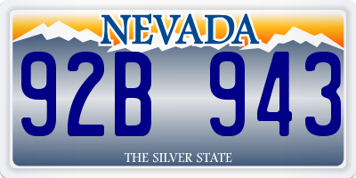 NV license plate 92B943