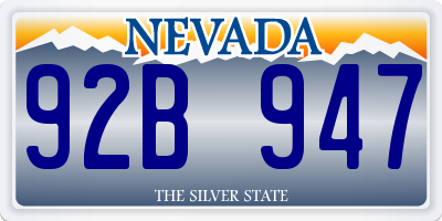 NV license plate 92B947