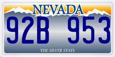NV license plate 92B953