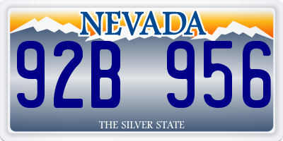 NV license plate 92B956