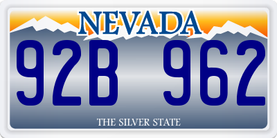 NV license plate 92B962