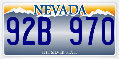 NV license plate 92B970