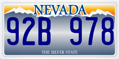 NV license plate 92B978