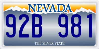 NV license plate 92B981