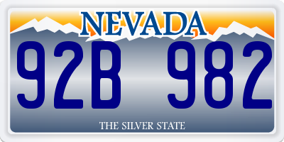 NV license plate 92B982