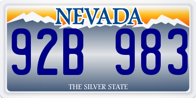 NV license plate 92B983