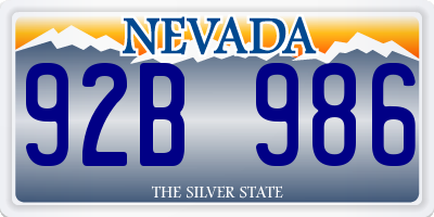 NV license plate 92B986