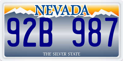 NV license plate 92B987