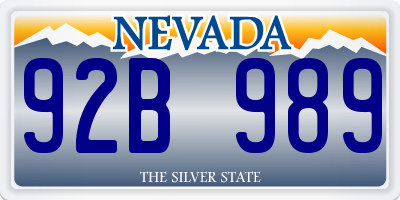 NV license plate 92B989