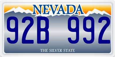 NV license plate 92B992